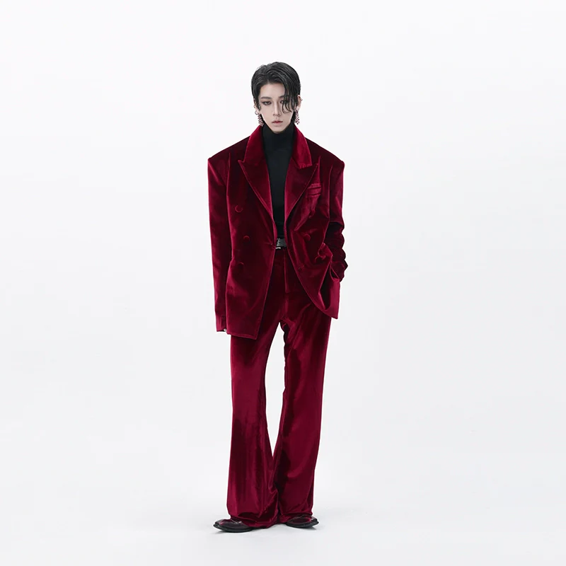 Straight Leg Semi-Flare Velvet Trousers - Image 5