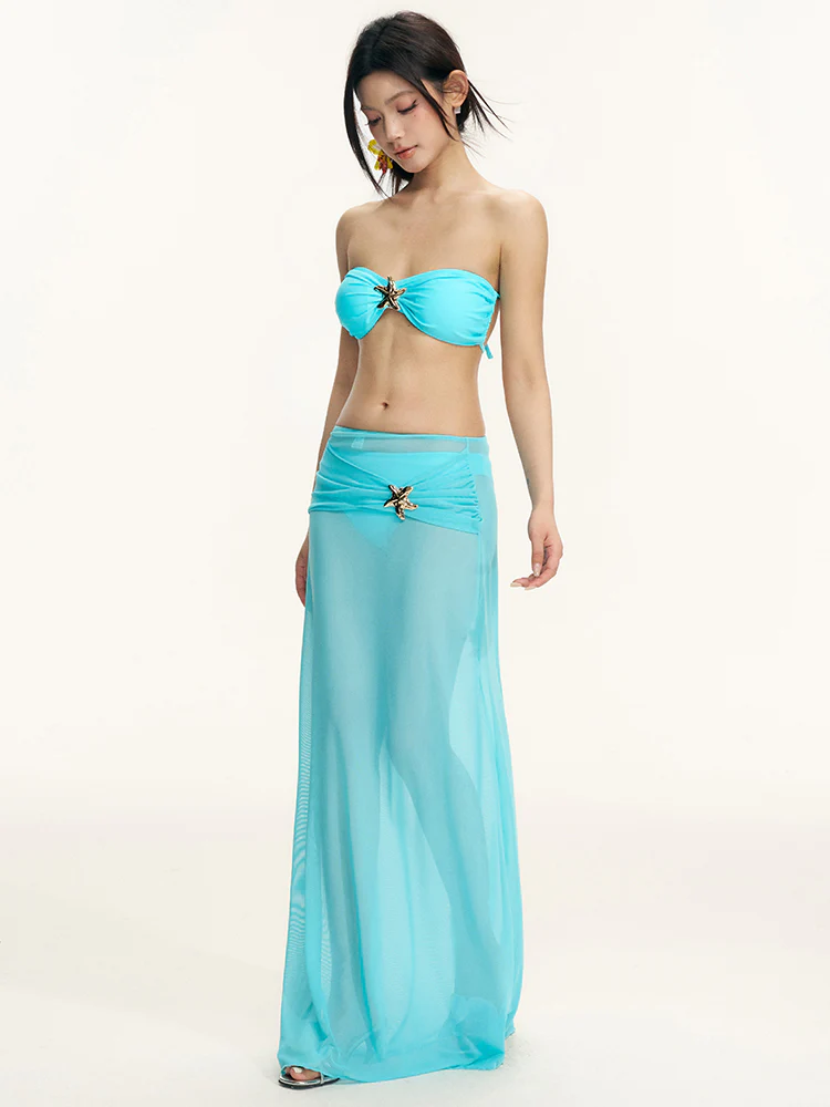 Strapless Bandeau Bikini with Sheer Maxi Skirt Set - Image 6