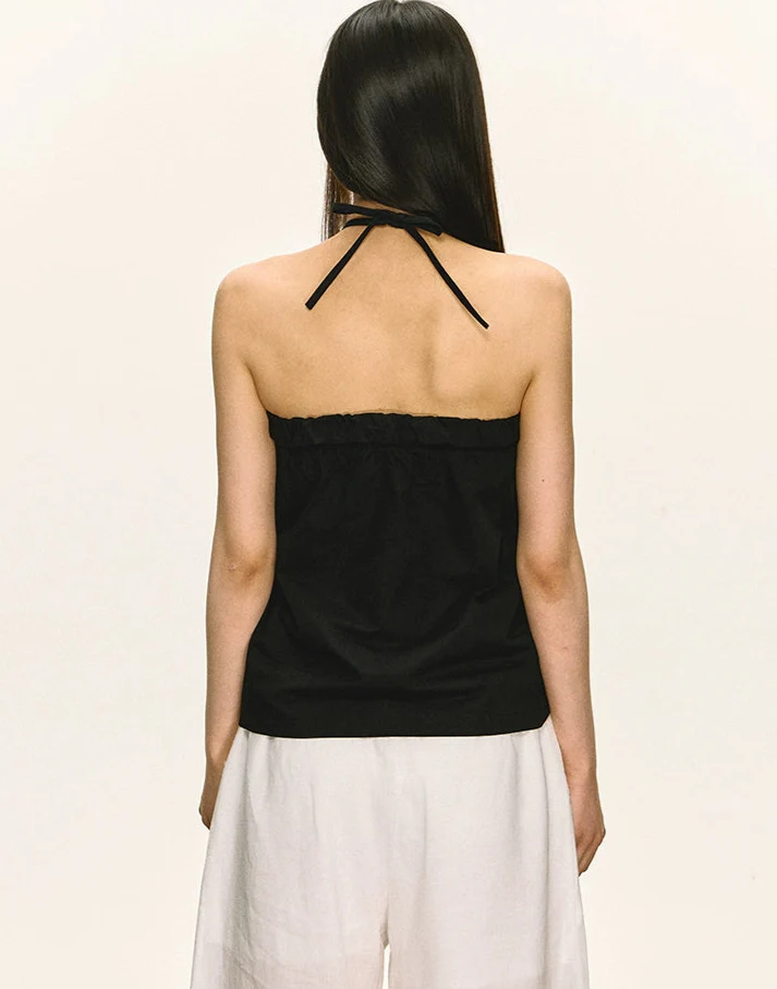Strapless Ruched Top with Textured Rosette Details - Image 4