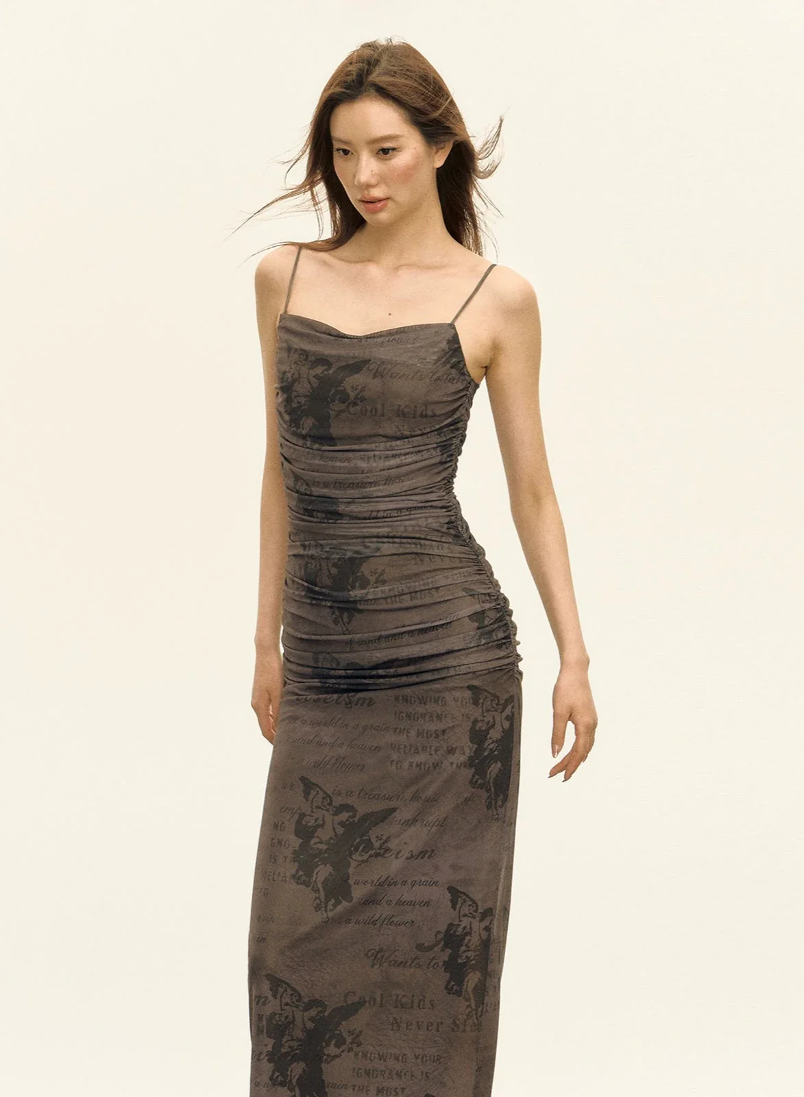 String Strap Patterned Maxi Sheath Dress - Image 4
