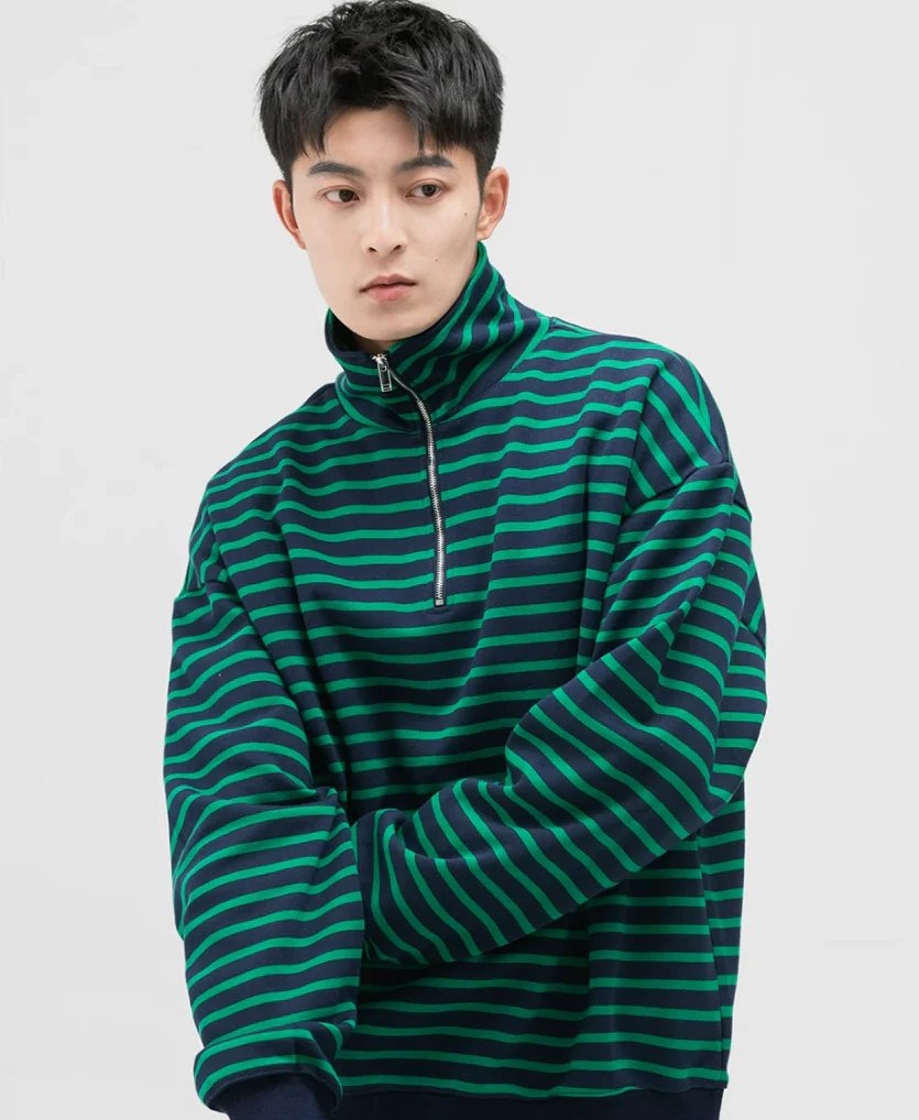 Stripe Half-Zip Pullover Sweatshirt - Image 11