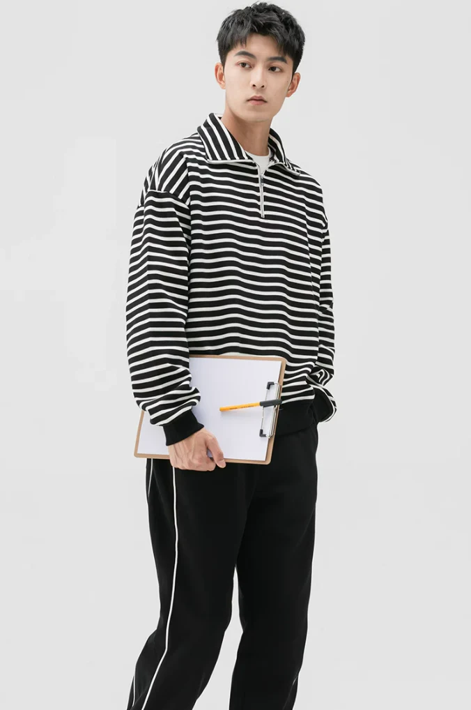 Stripe Half-Zip Pullover Sweatshirt - Image 5