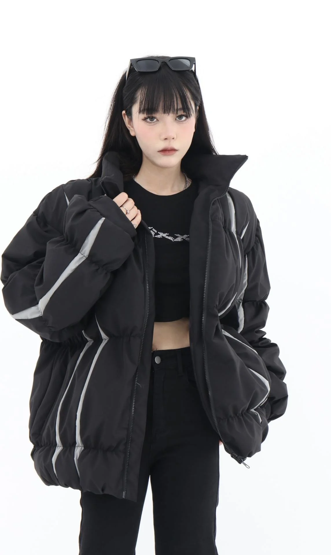 Stripe Oversized Puffer Jacket - Image 2