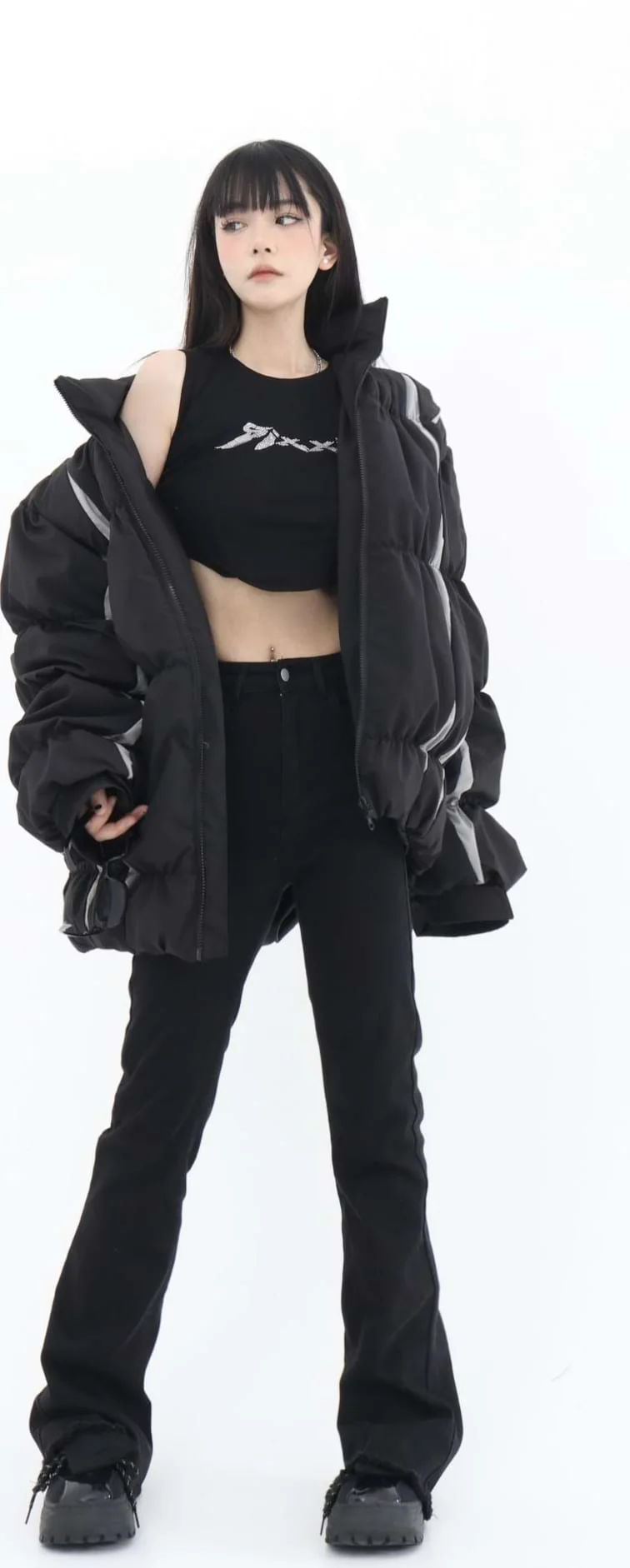 Stripe Oversized Puffer Jacket - Image 3