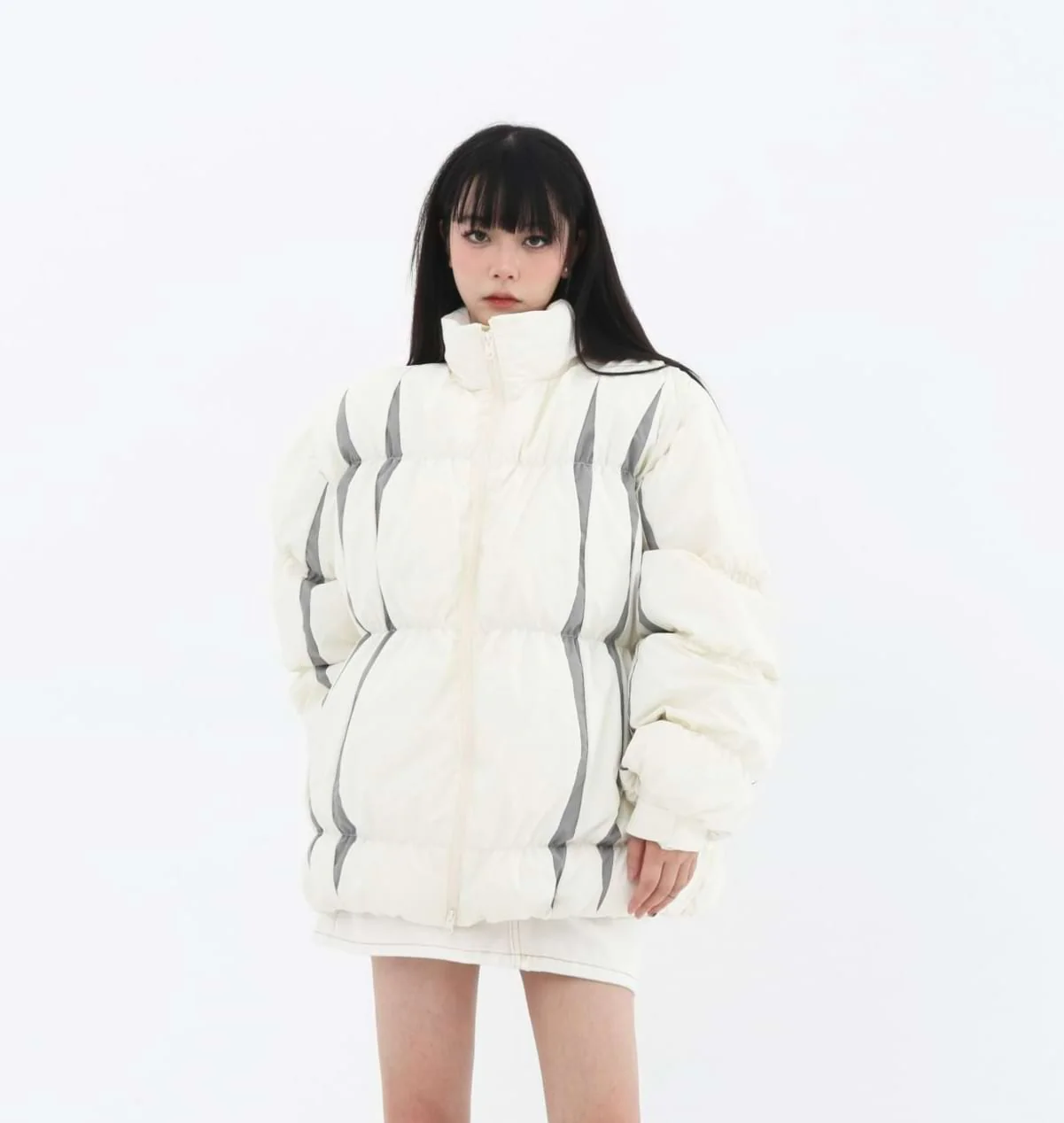 Stripe Oversized Puffer Jacket - Image 6