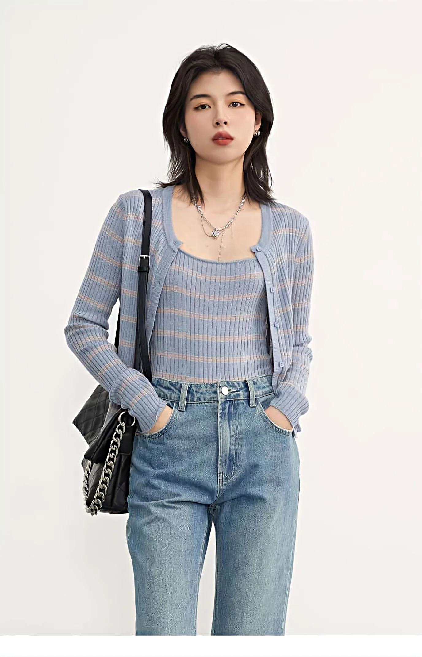 Stripe Spaghetti Strap Two-Piece Top - Image 3