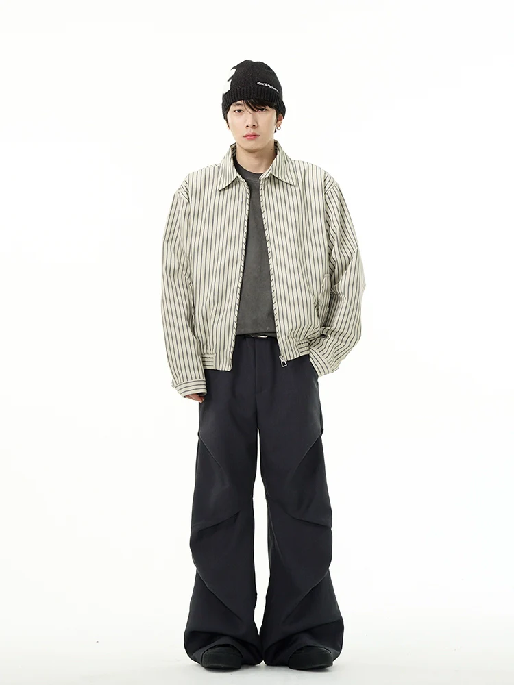 Striped Collared Zip-Through Up Bomber Jacket - Image 7
