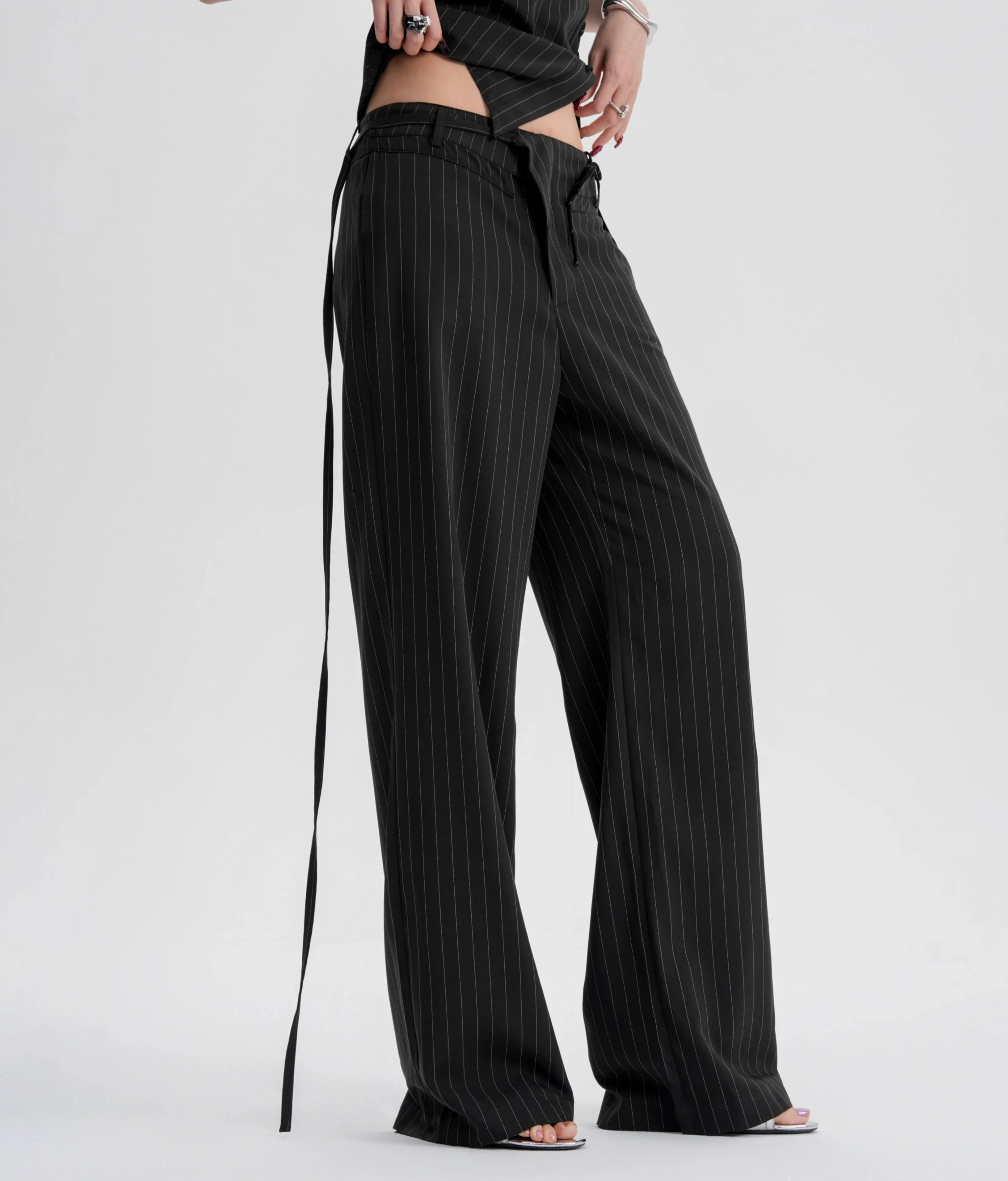 Striped Halter Top and Wide Leg Pants Set - Image 10