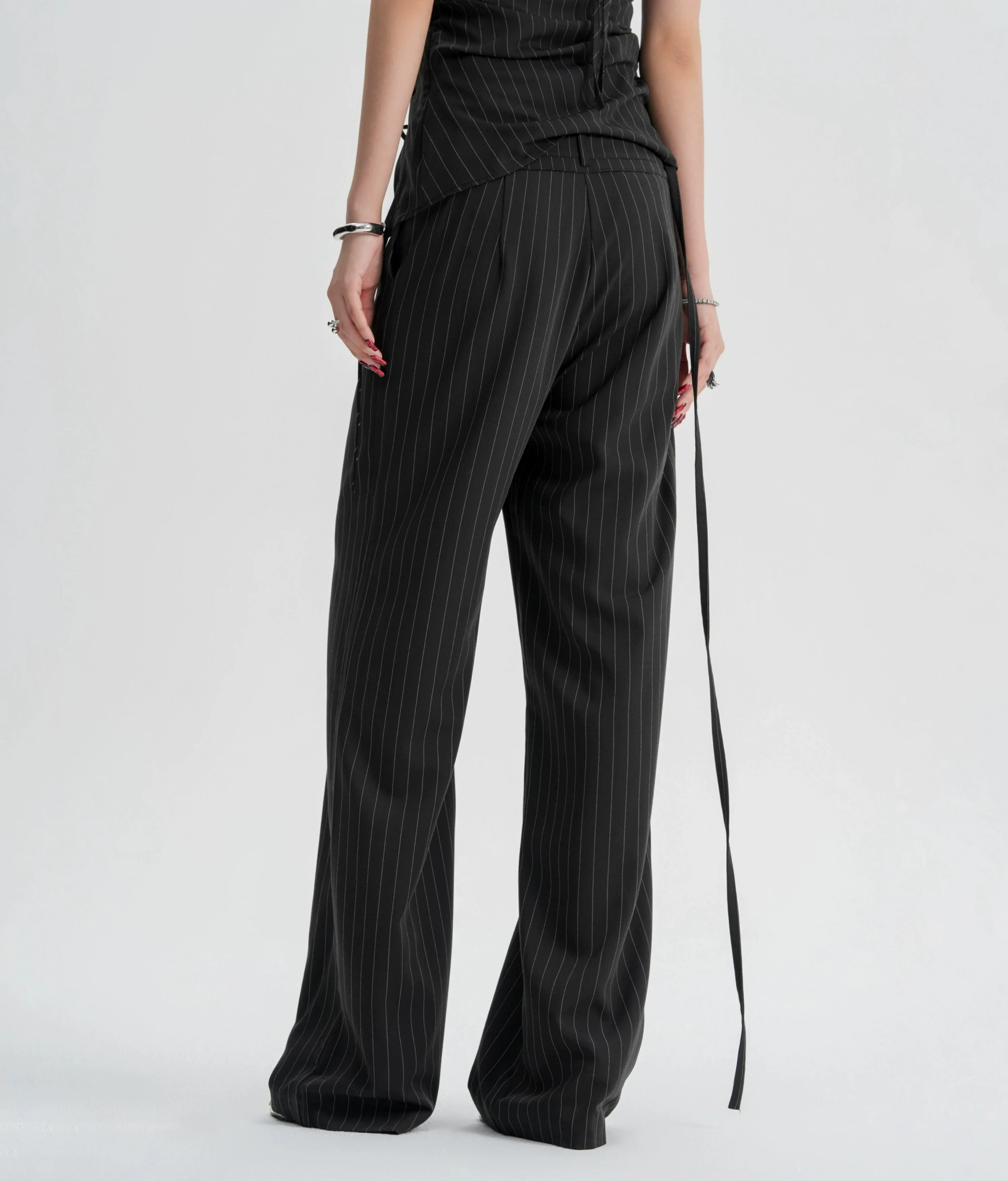 Striped Halter Top and Wide Leg Pants Set - Image 11