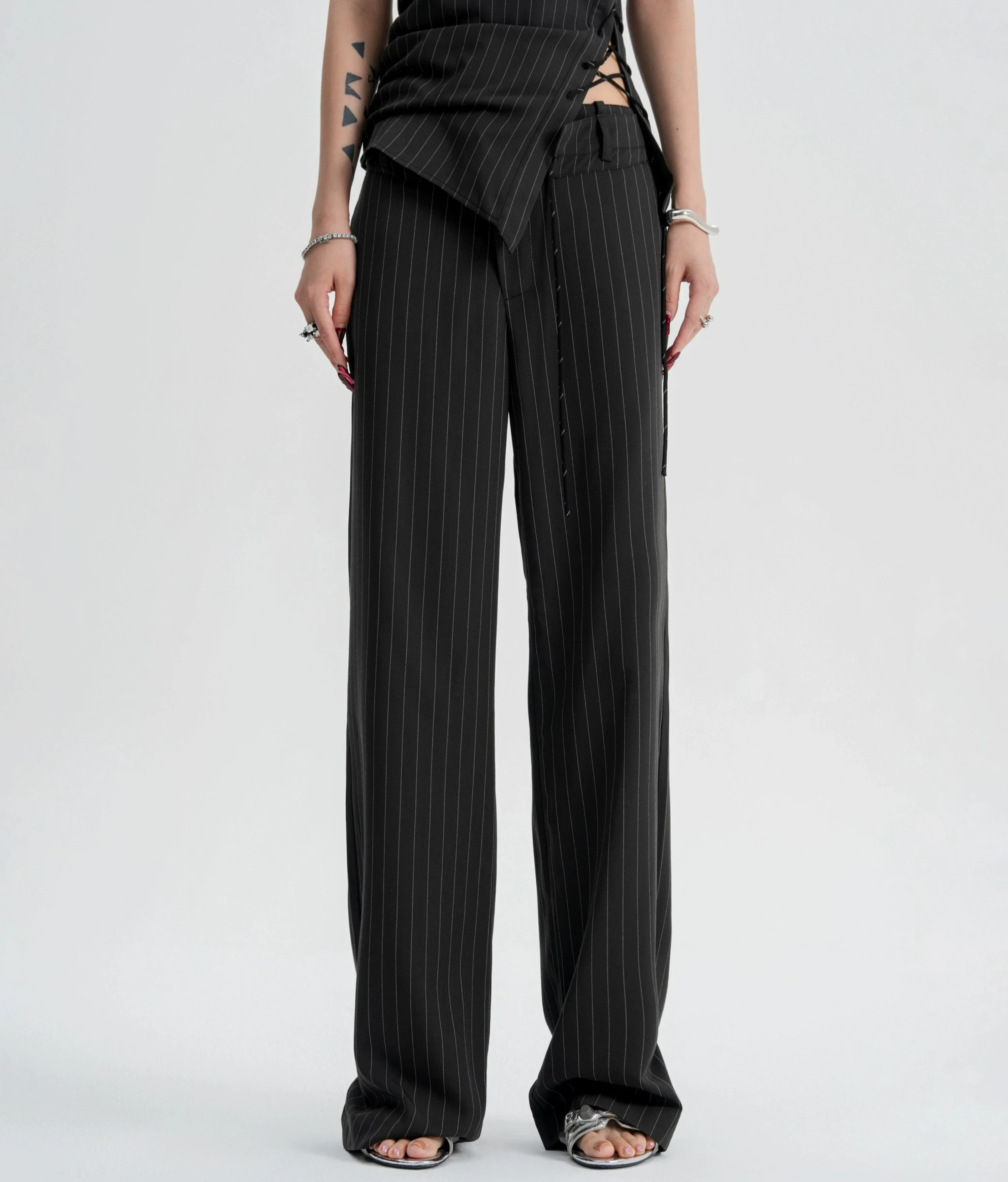 Striped Halter Top and Wide Leg Pants Set - Image 12
