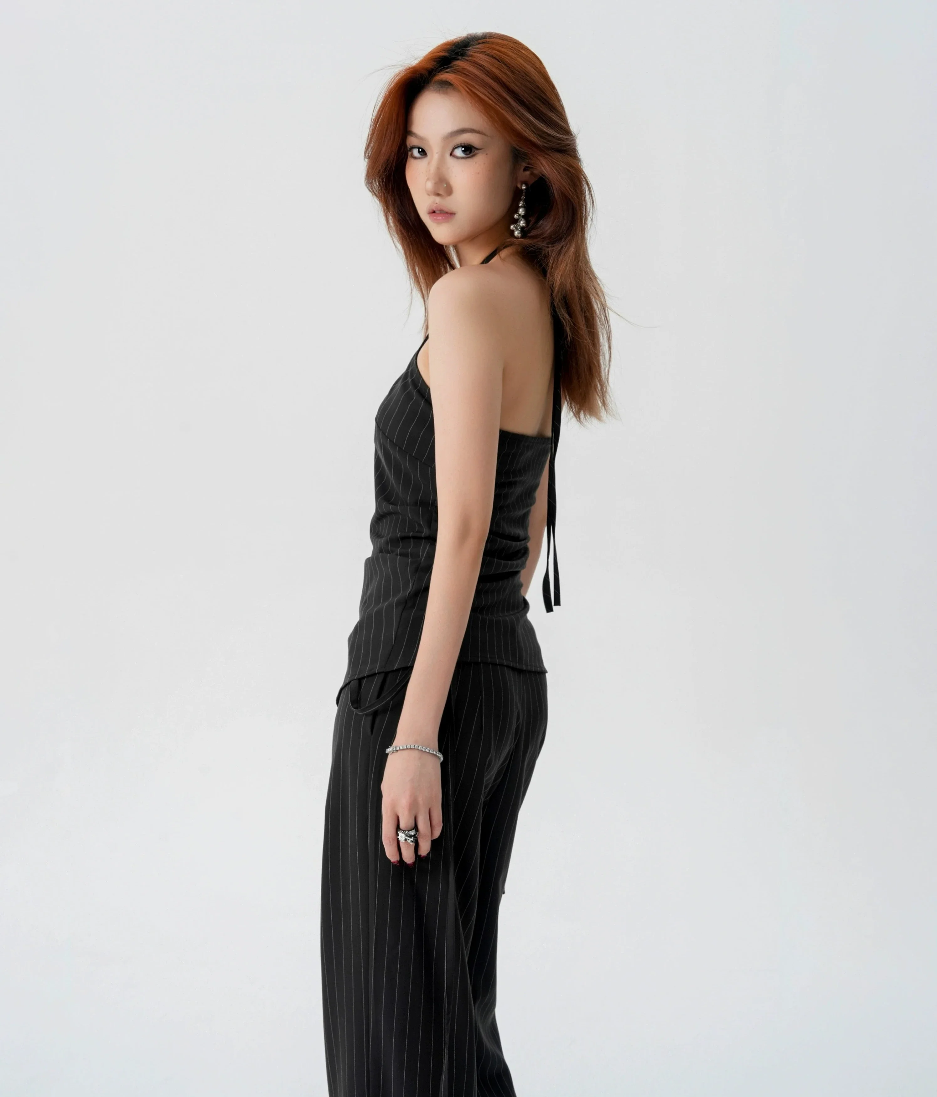 Striped Halter Top and Wide Leg Pants Set - Image 9