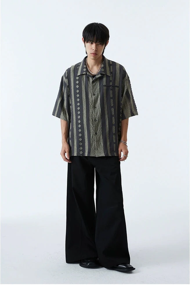 Striped Textured Button-Up Casual Shirt - Image 15