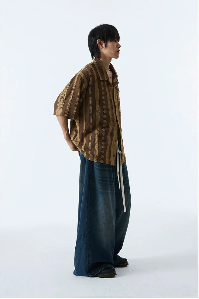 Striped Textured Button-Up Casual Shirt - Image 6