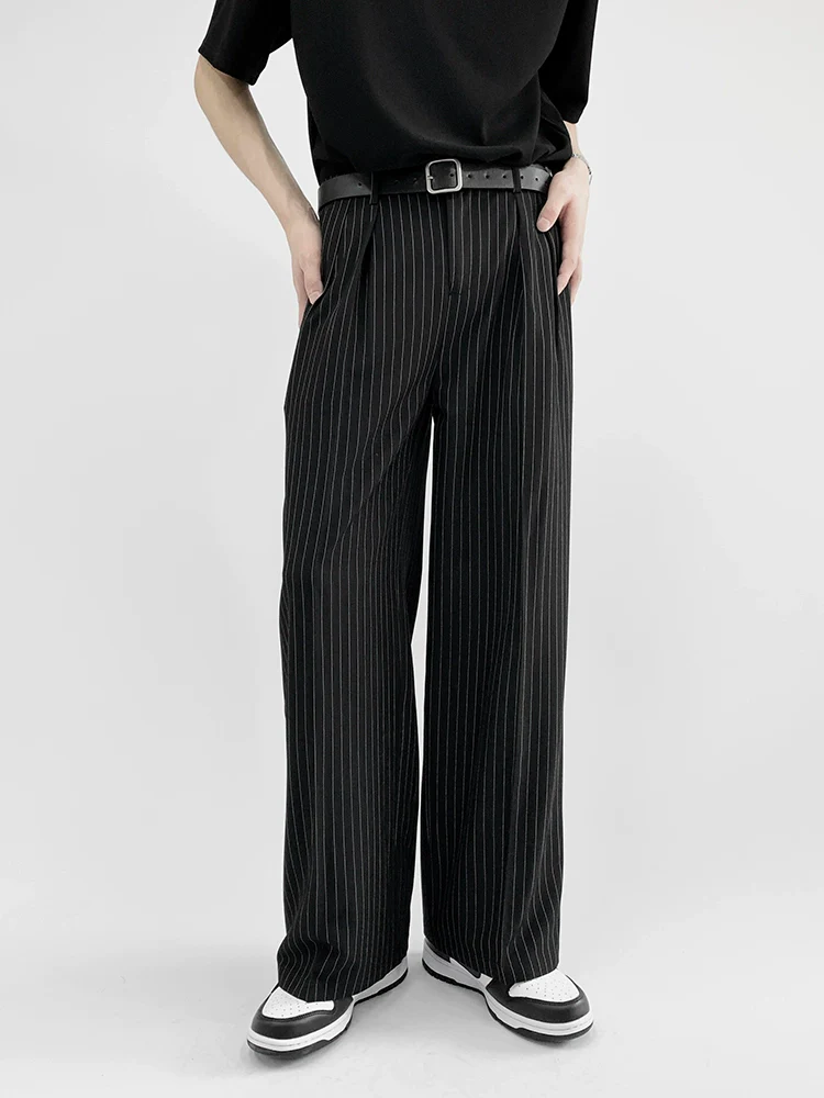 Striped Wide-Leg Trousers with Belt Detail - Image 10