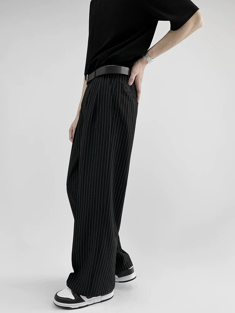 Striped Wide-Leg Trousers with Belt Detail - Image 12
