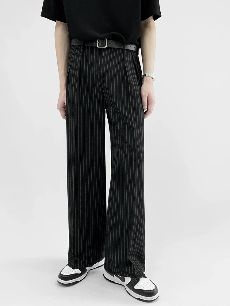 Striped Wide-Leg Trousers with Belt Detail - Image 13