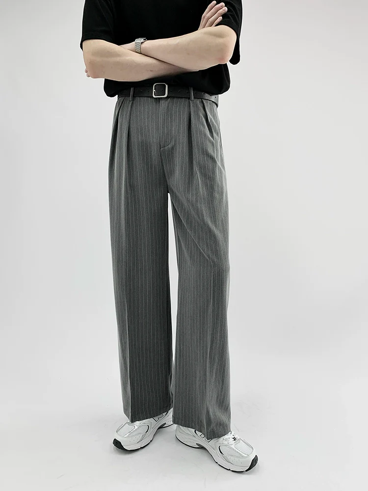 Striped Wide-Leg Trousers with Belt Detail - Image 2