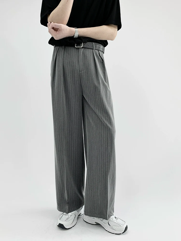 Striped Wide-Leg Trousers with Belt Detail - Image 6