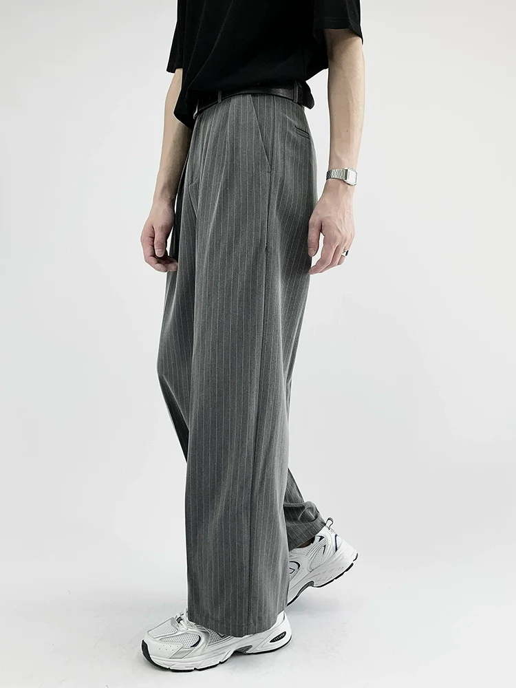 Striped Wide-Leg Trousers with Belt Detail - Image 7