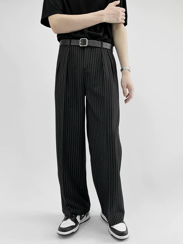 Striped Wide-Leg Trousers with Belt Detail - Image 9