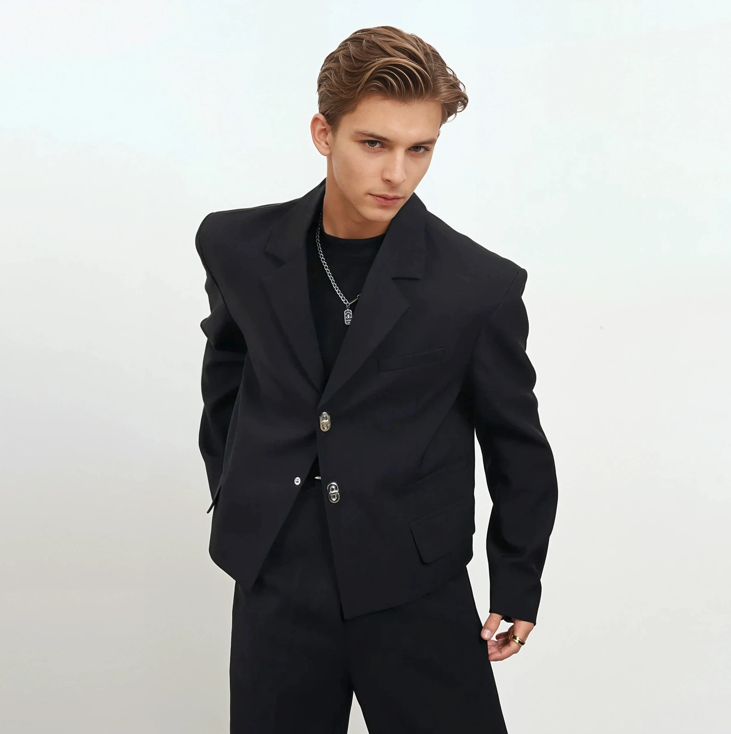 Structured Blazer with Carabiner Buckle Closures - Image 2