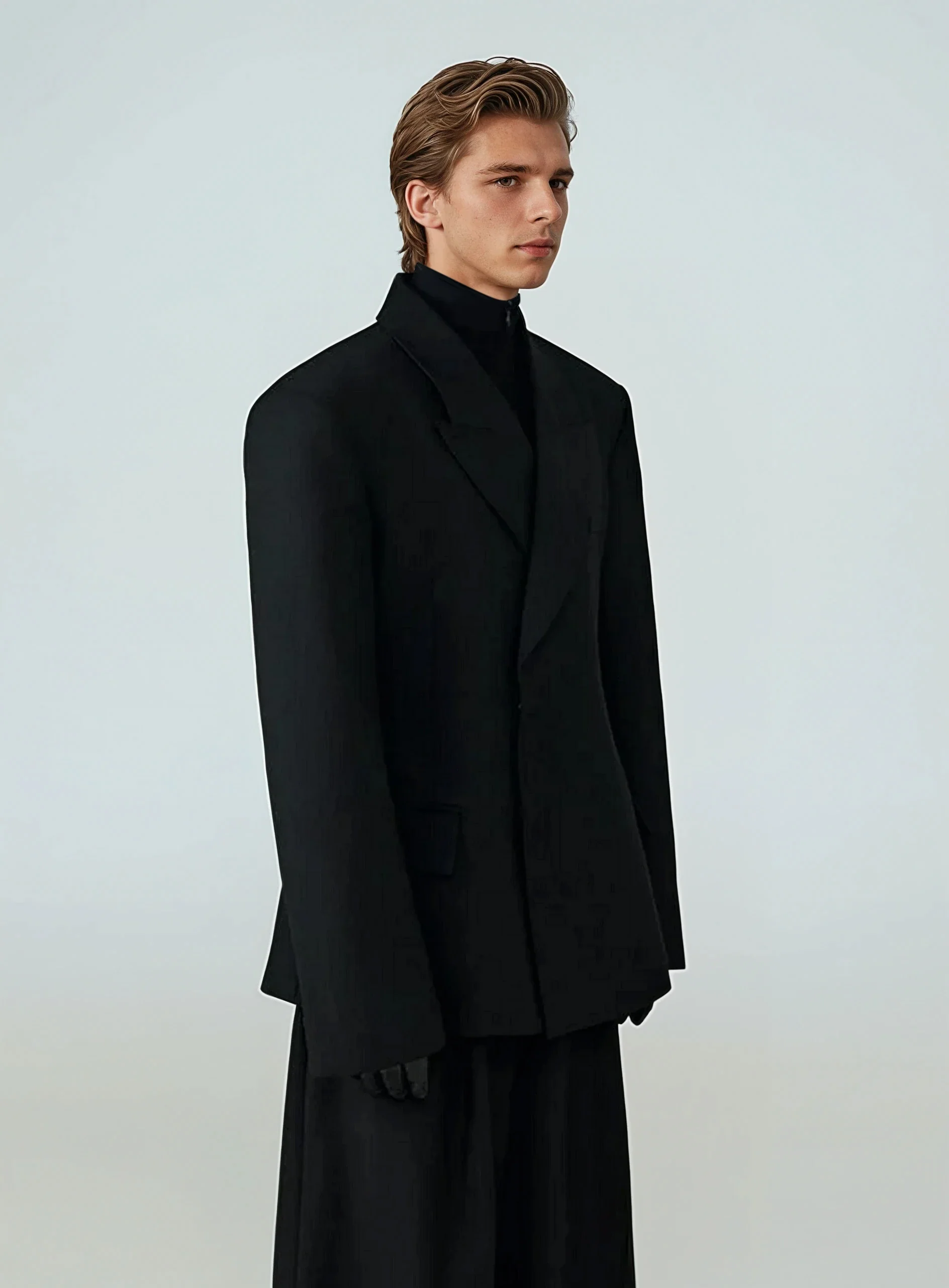 Structured Boxy Double-Breasted Hidden Button Blazer - Image 4
