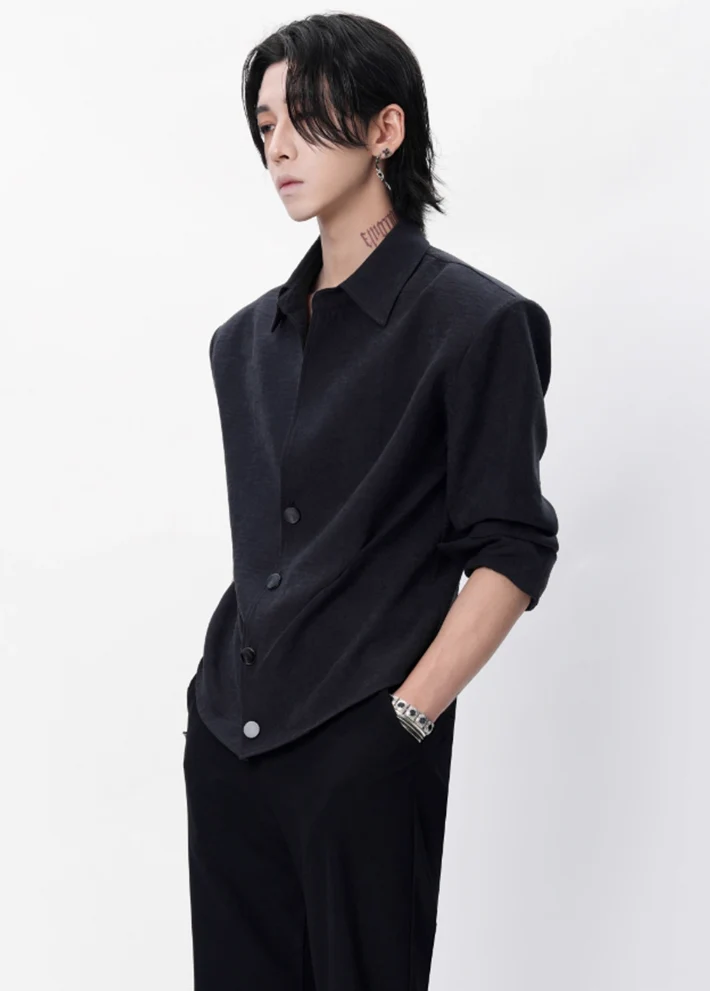 Structured Button-Up Shirt with Cinch Side Detail - Image 4