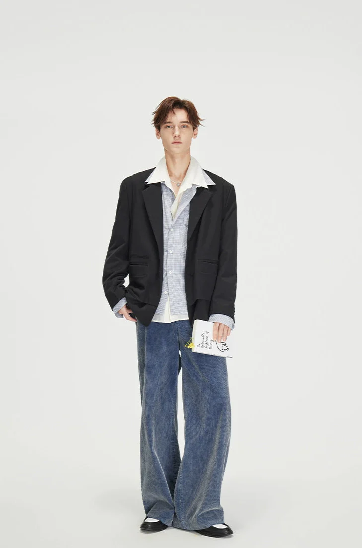 Structured Panel-Detail Single Breasted Lapel Blazer - Image 12
