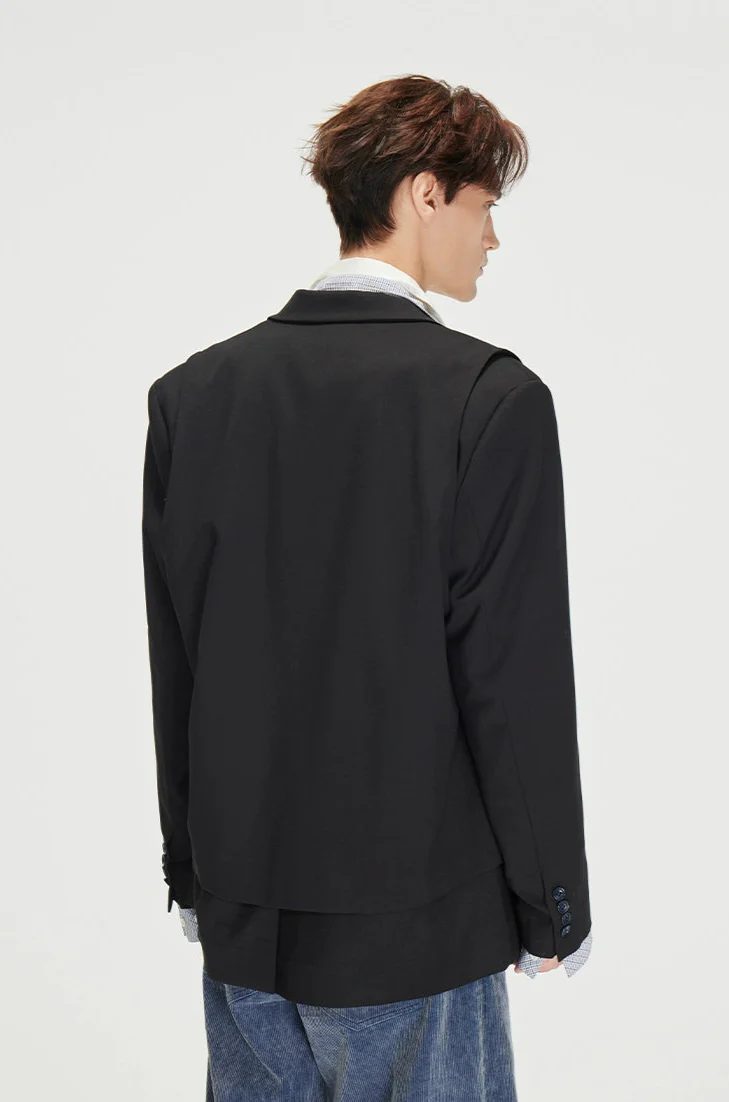 Structured Panel-Detail Single Breasted Lapel Blazer - Image 14