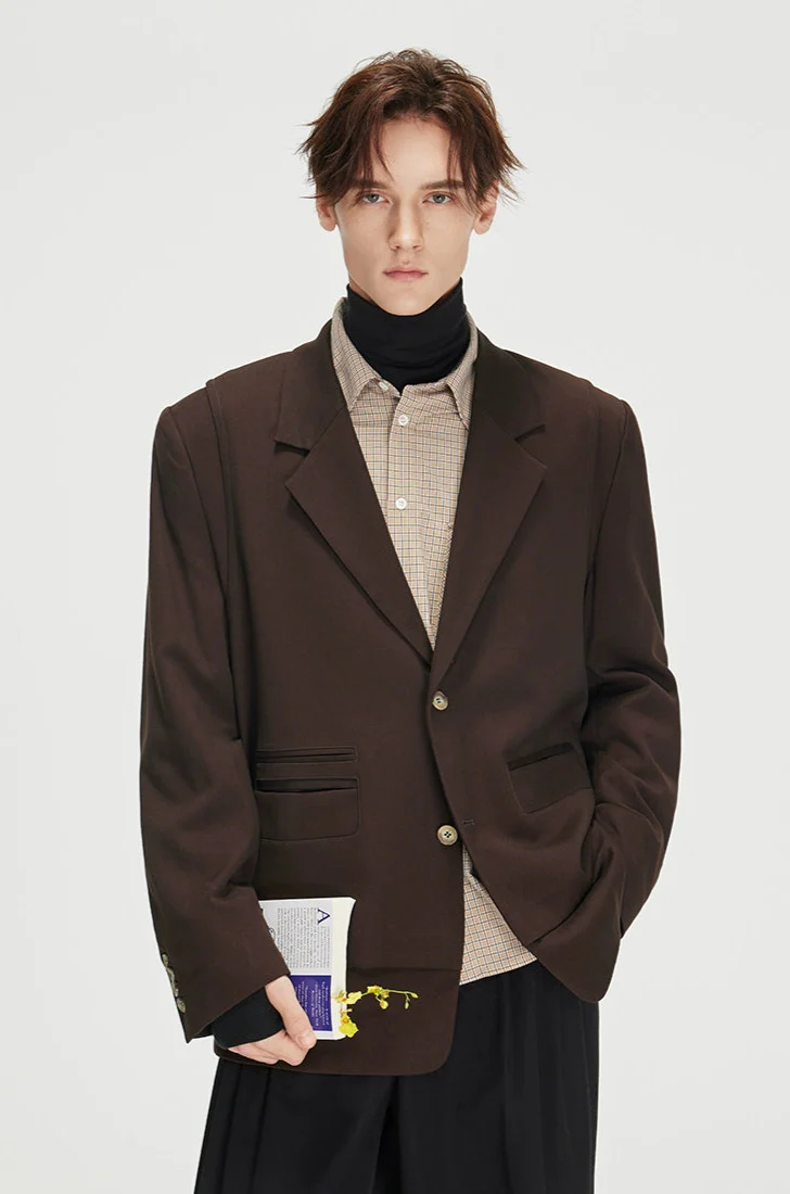 Structured Panel-Detail Single Breasted Lapel Blazer - Image 16