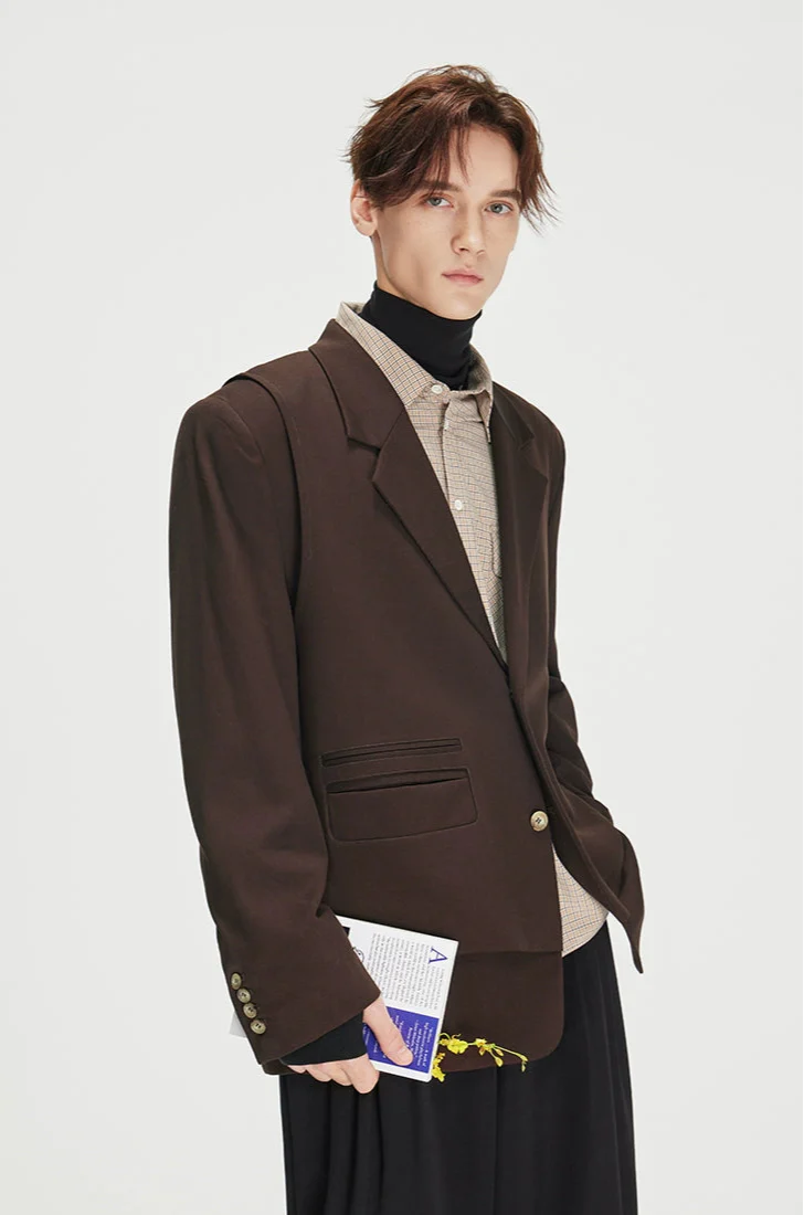 Structured Panel-Detail Single Breasted Lapel Blazer - Image 17
