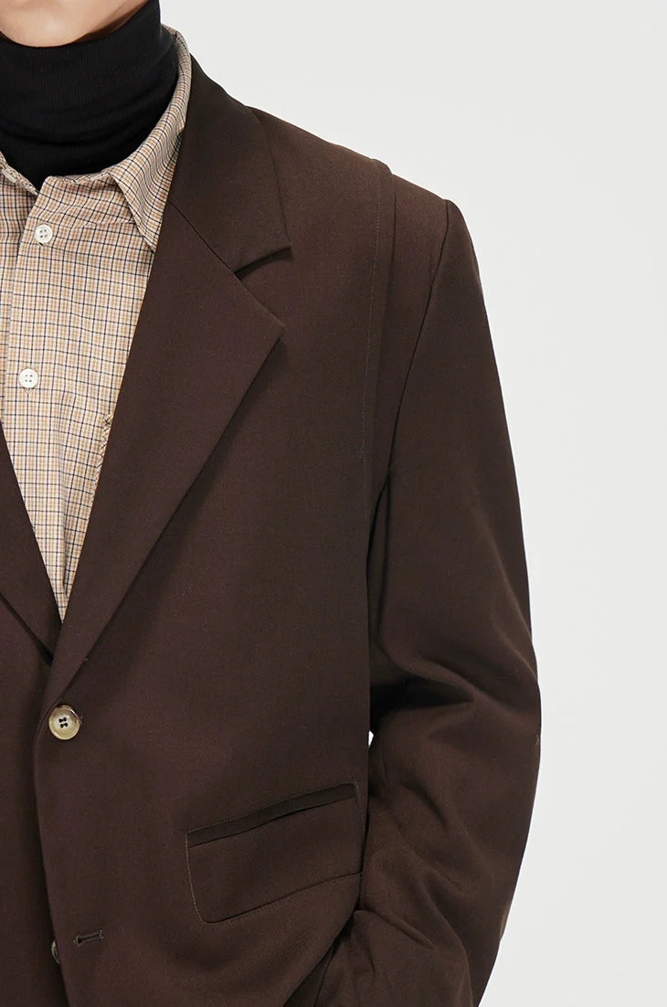 Structured Panel-Detail Single Breasted Lapel Blazer - Image 21