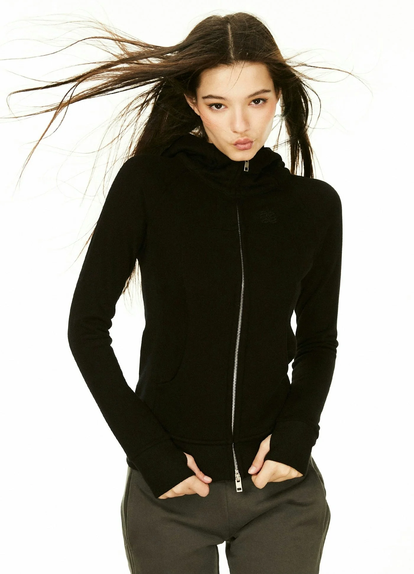 Structured Zip-Up Terry Hoodie - Image 3