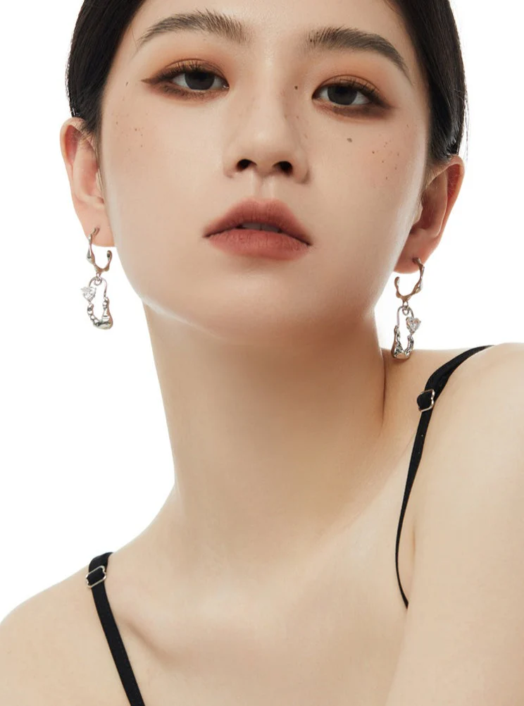 Stud Hoop Drop Earrings - Image 5