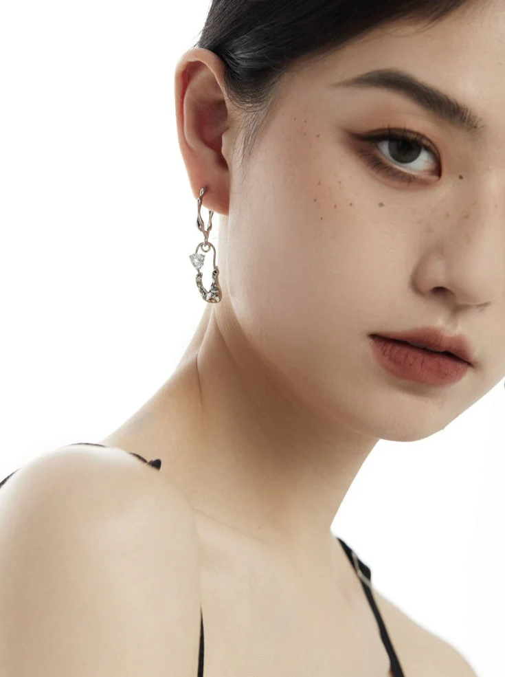 Stud Hoop Drop Earrings - Image 6