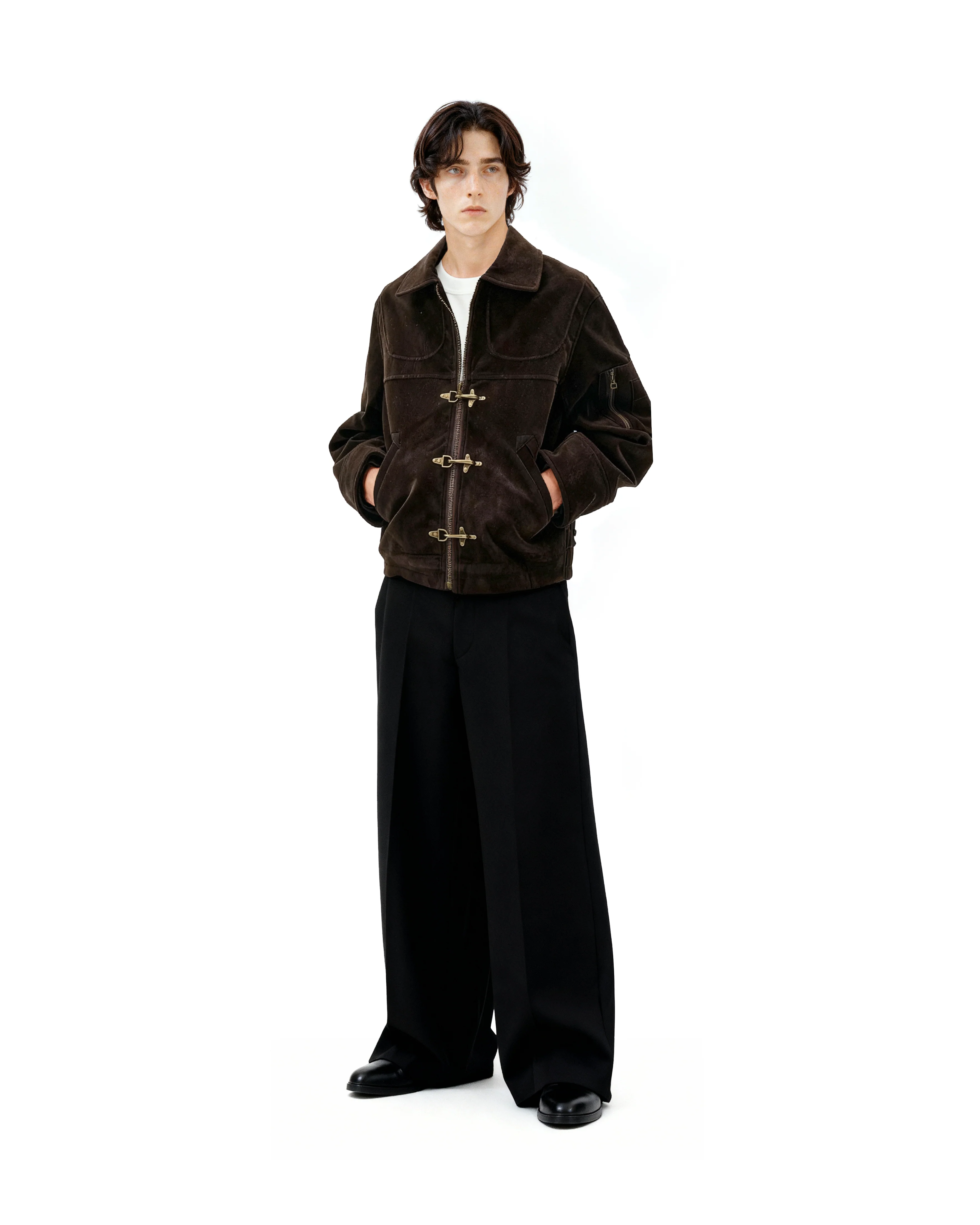 Suede Panelled Fireman Buckle Zip Jacket - Image 7