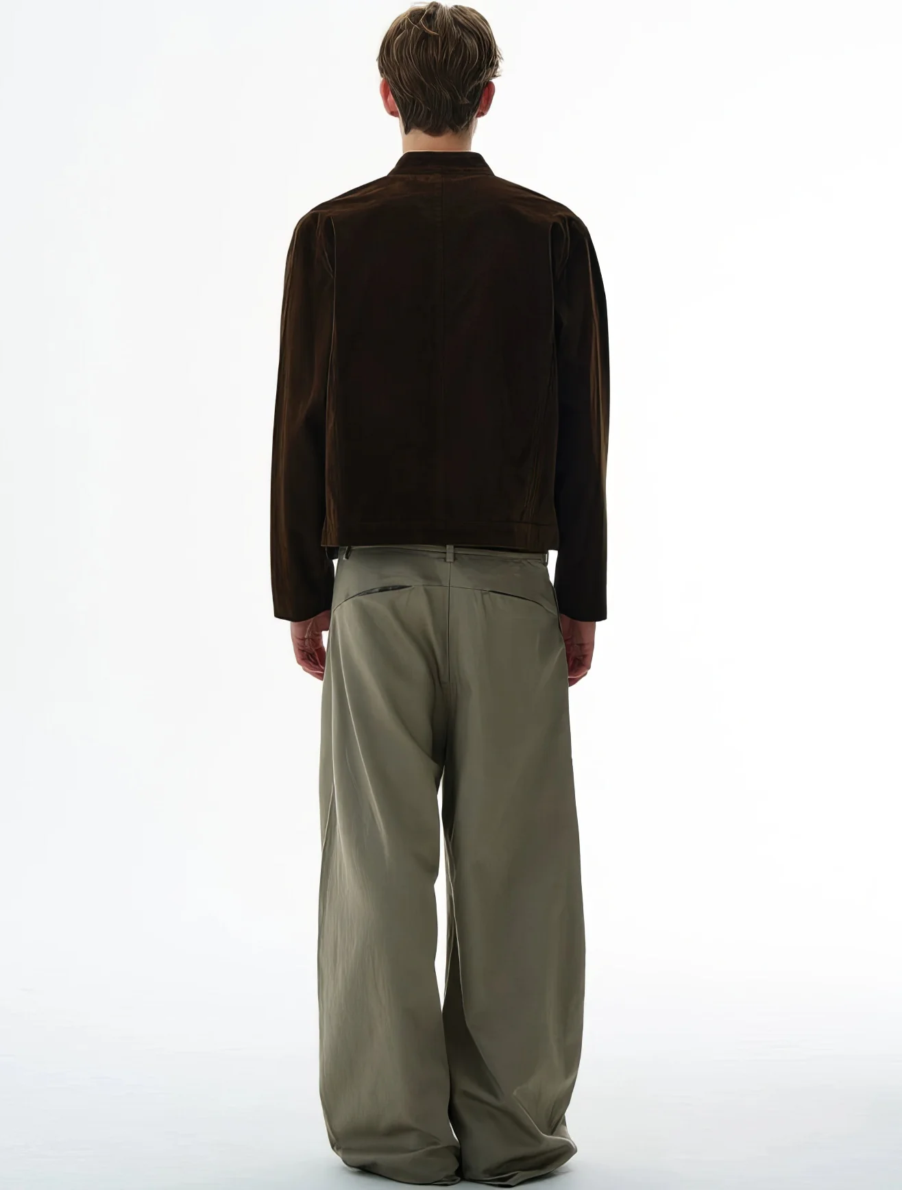 Suede Zip-Up Racer Jacket with Snap Collar and Button Cuffs - Image 7