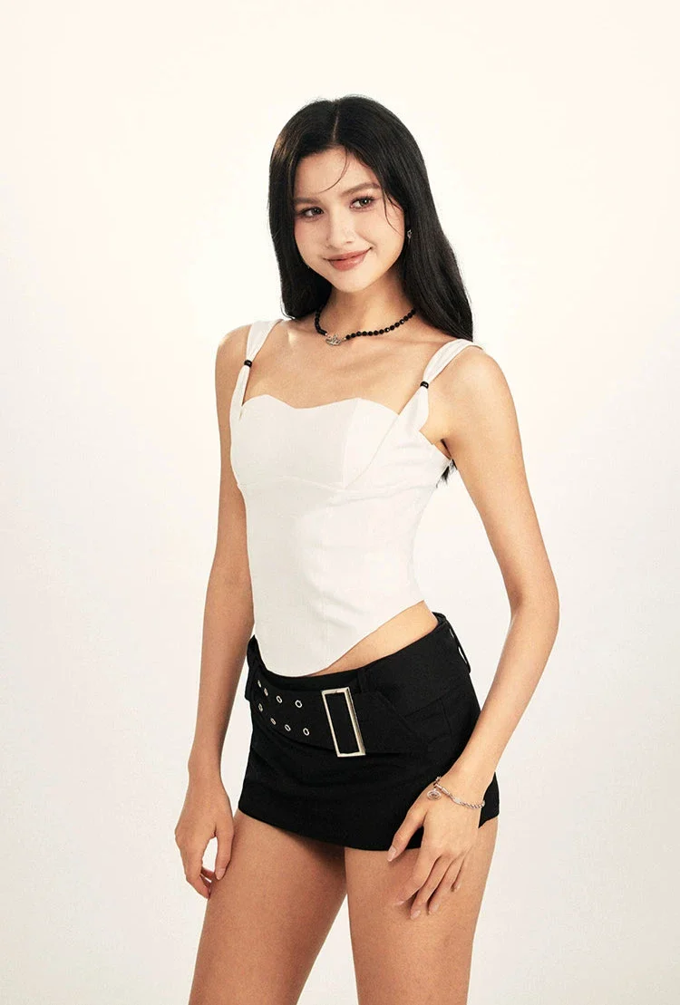 Sweetheart Neckline Beaded-Strap Sleeveless Crop Top - Image 4