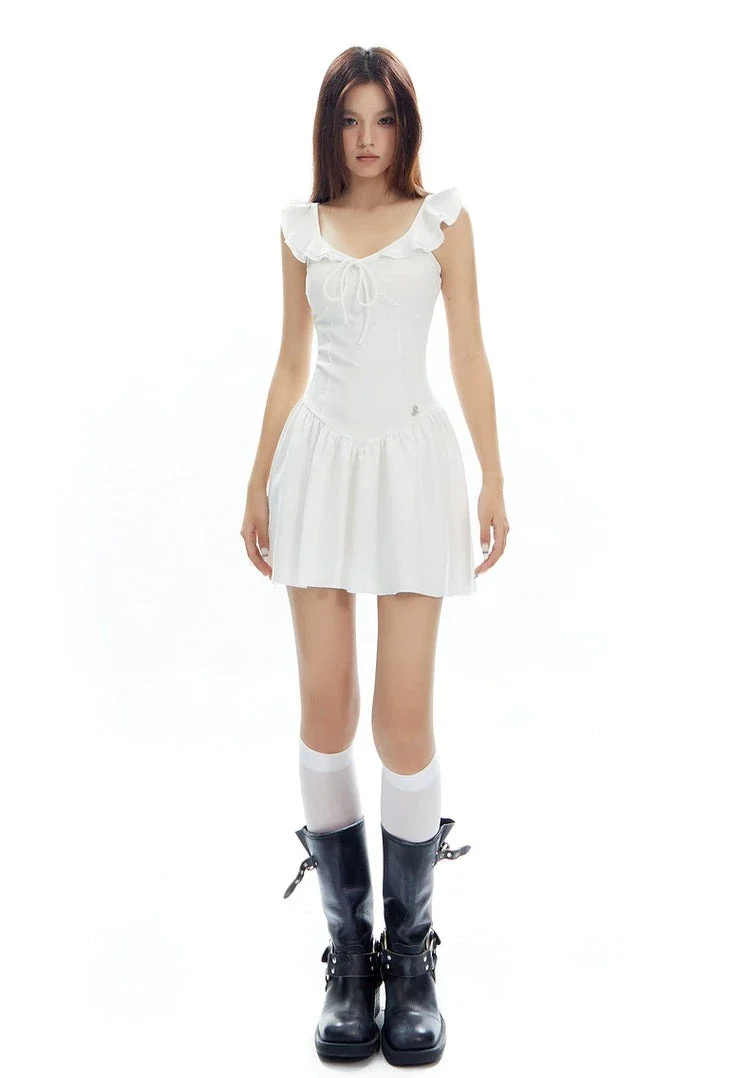 Sweetheart Neckline Ruffle Hem Mini Dress - Image 19