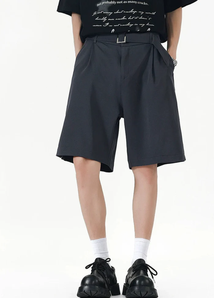Tailored Shorts with Front Pleats and Belt Detail - Image 10