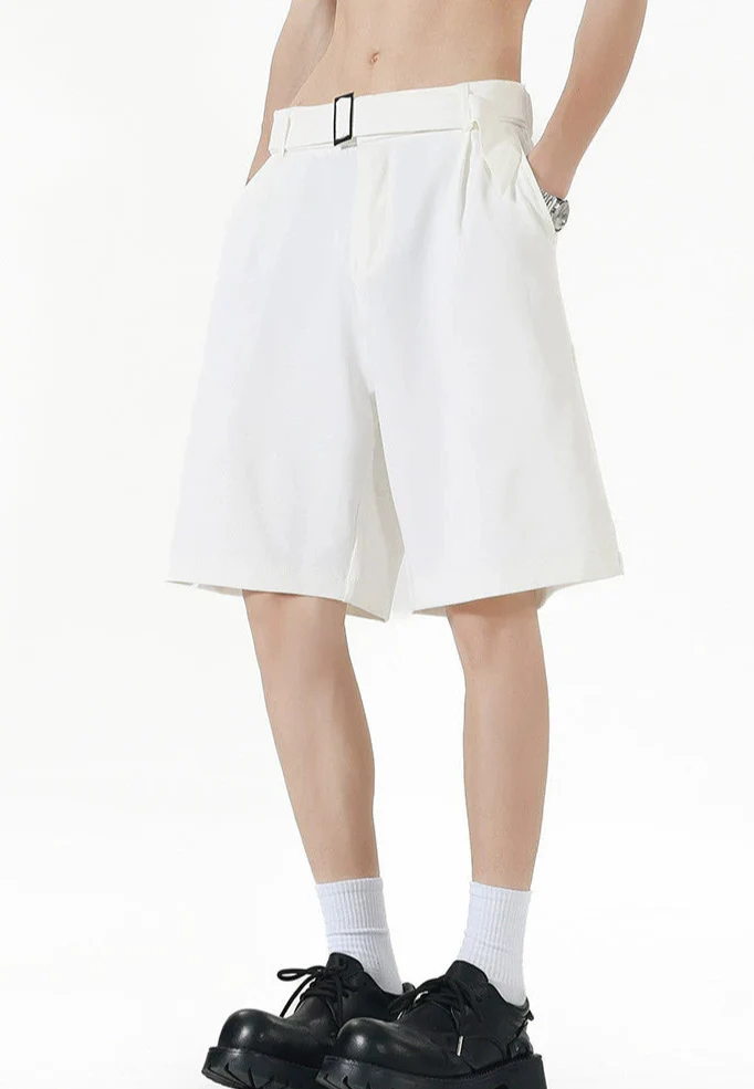 Tailored Shorts with Front Pleats and Belt Detail - Image 6