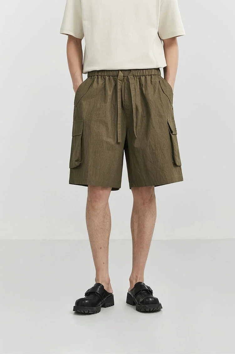 Textured Cargo Pocket Drawstring Shorts - Image 17