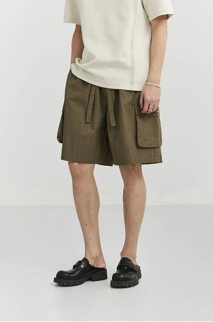 Textured Cargo Pocket Drawstring Shorts - Image 18