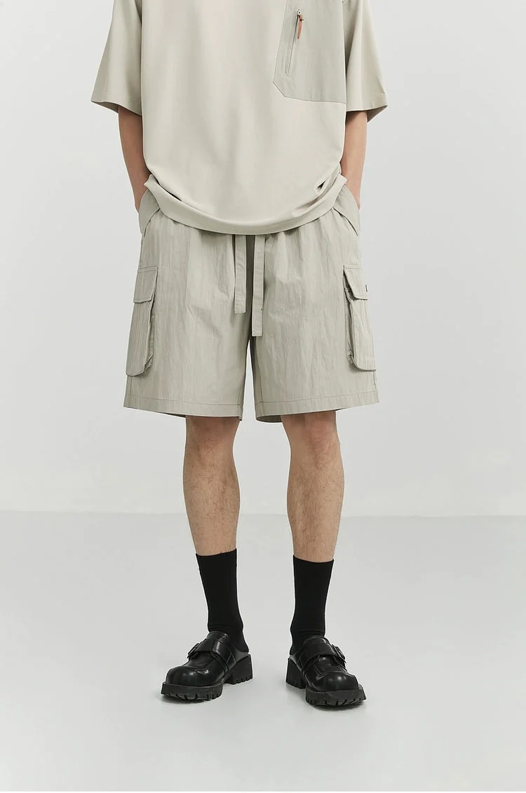 Textured Cargo Pocket Drawstring Shorts - Image 2