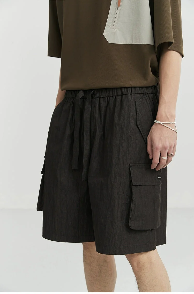 Textured Cargo Pocket Drawstring Shorts - Image 8