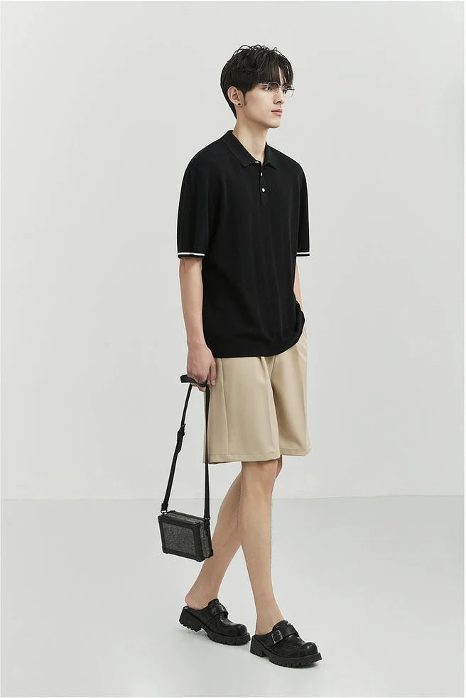 Textured Polo Short Sleeve Shirt with Sleeve Stripe - Image 17