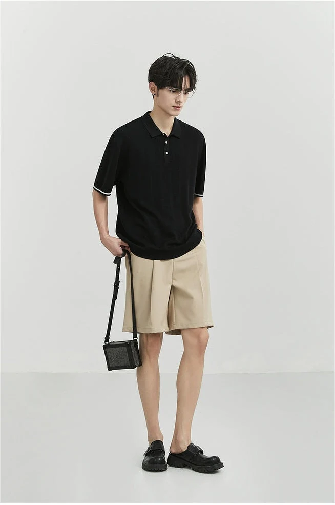 Textured Polo Short Sleeve Shirt with Sleeve Stripe - Image 19