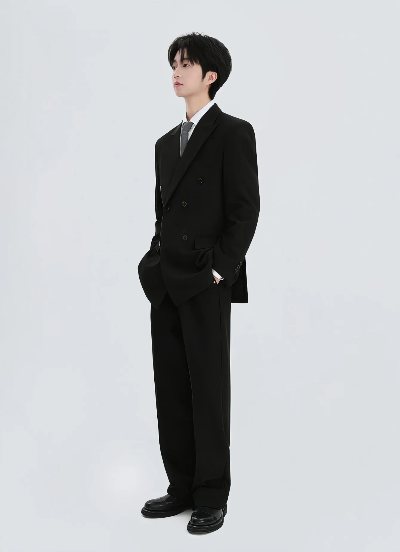 Straight Leg Pleated Trousers with Belt Loops - Image 11