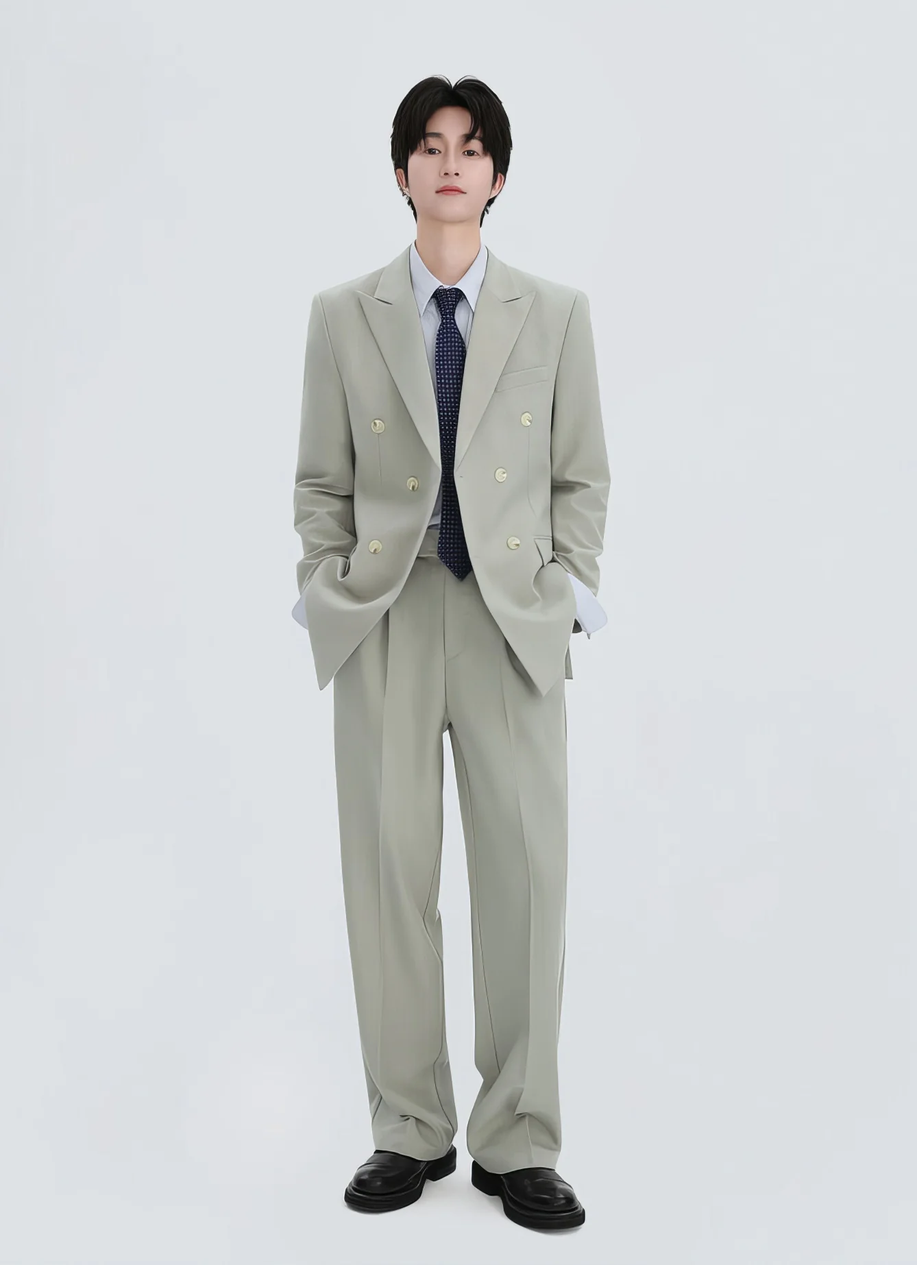 Straight Leg Pleated Trousers with Belt Loops - Image 3