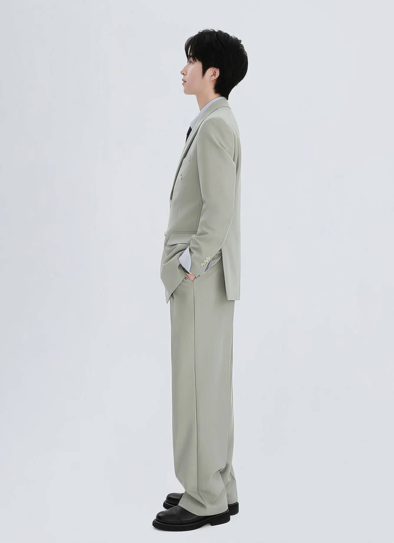 Straight Leg Pleated Trousers with Belt Loops - Image 4